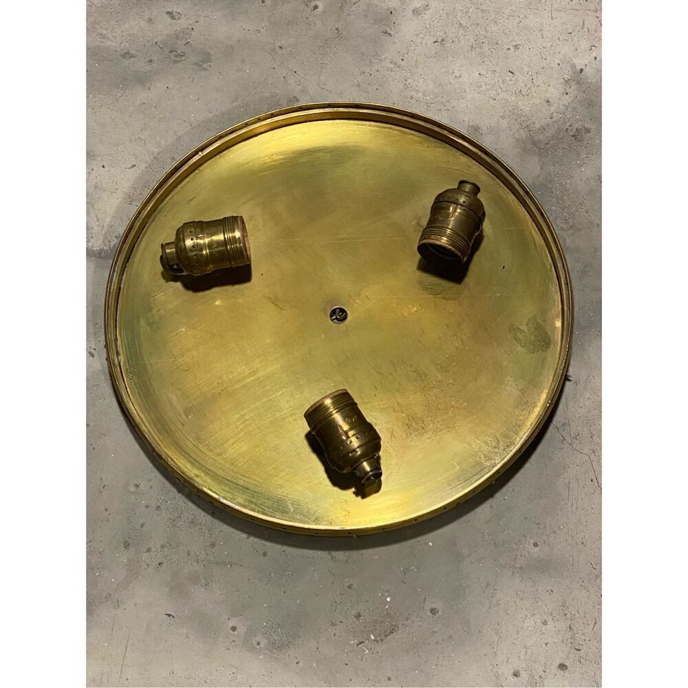 Vintage Flush Mount Light Base Plate Solid Brass 3 Bulbs Part